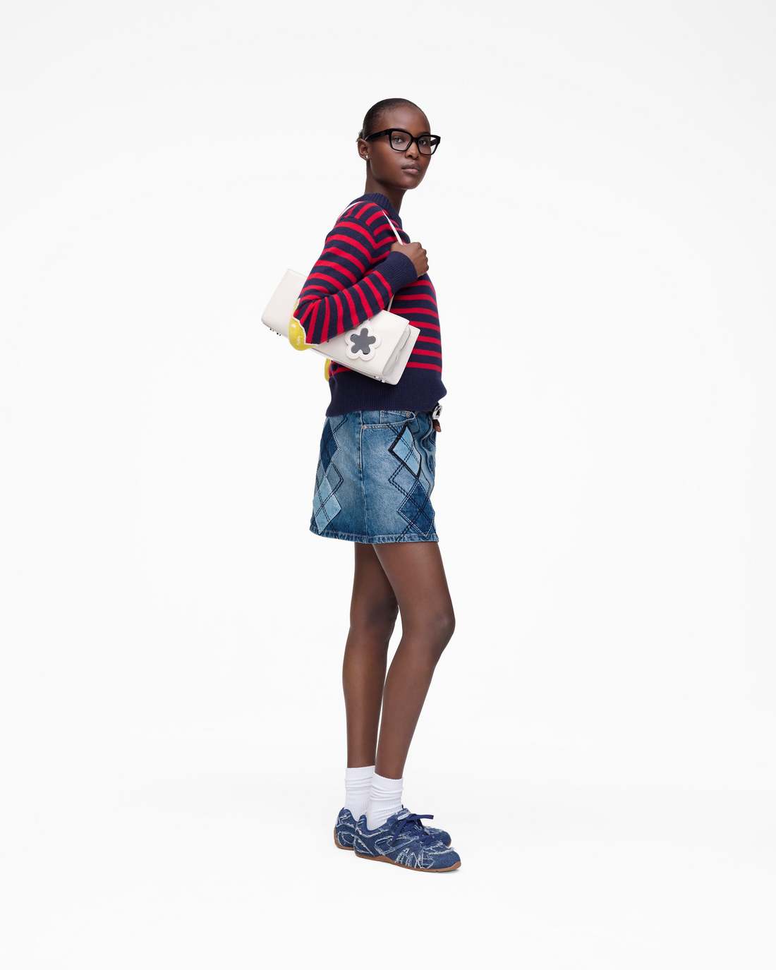 Argyle Patchwork Mini Skirt Bright Indigo Marc Jacobs