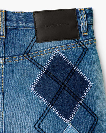 Argyle Patchwork Mini Skirt Bright Indigo Marc Jacobs