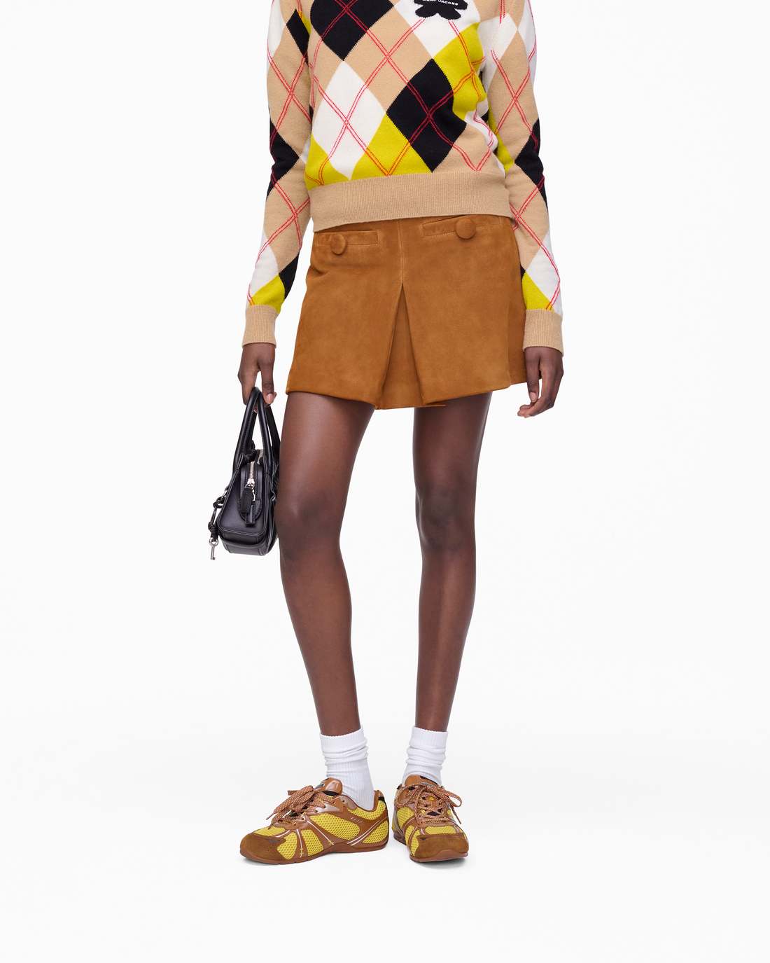 Suede Box Pleat Mini Skirt Copper Marc Jacobs