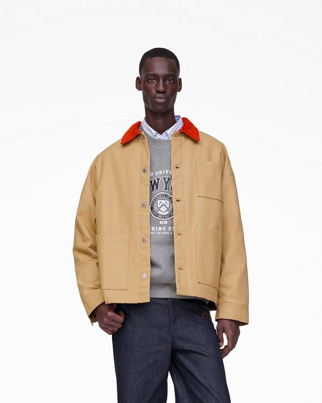The A.P.C. X Marc Jacobs Stoned Canvas Unisex Jacket Camel Marc Jacobs