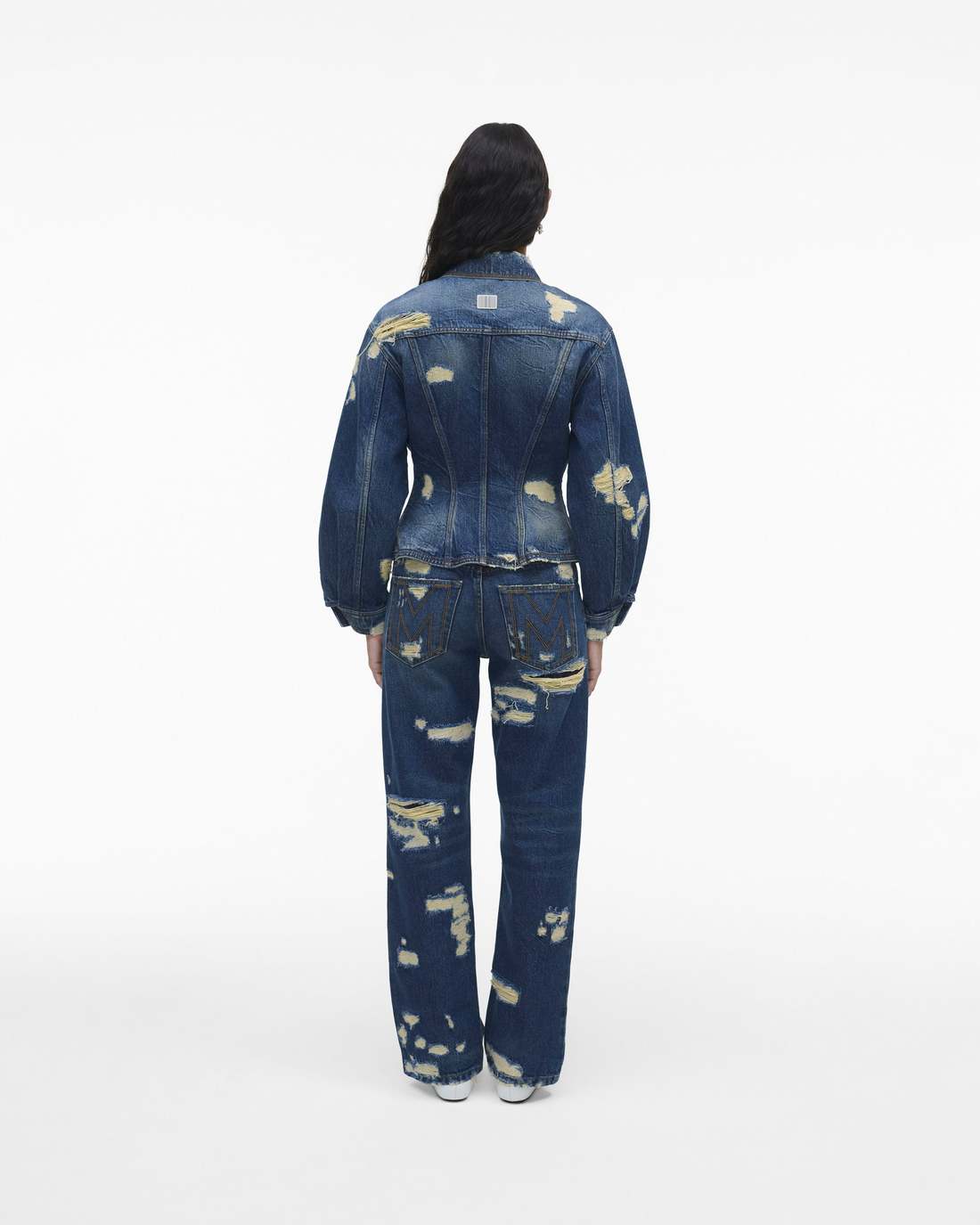 The Rip And Repair Fluted Denim Jacket Punk Indigo Marc Jacobs