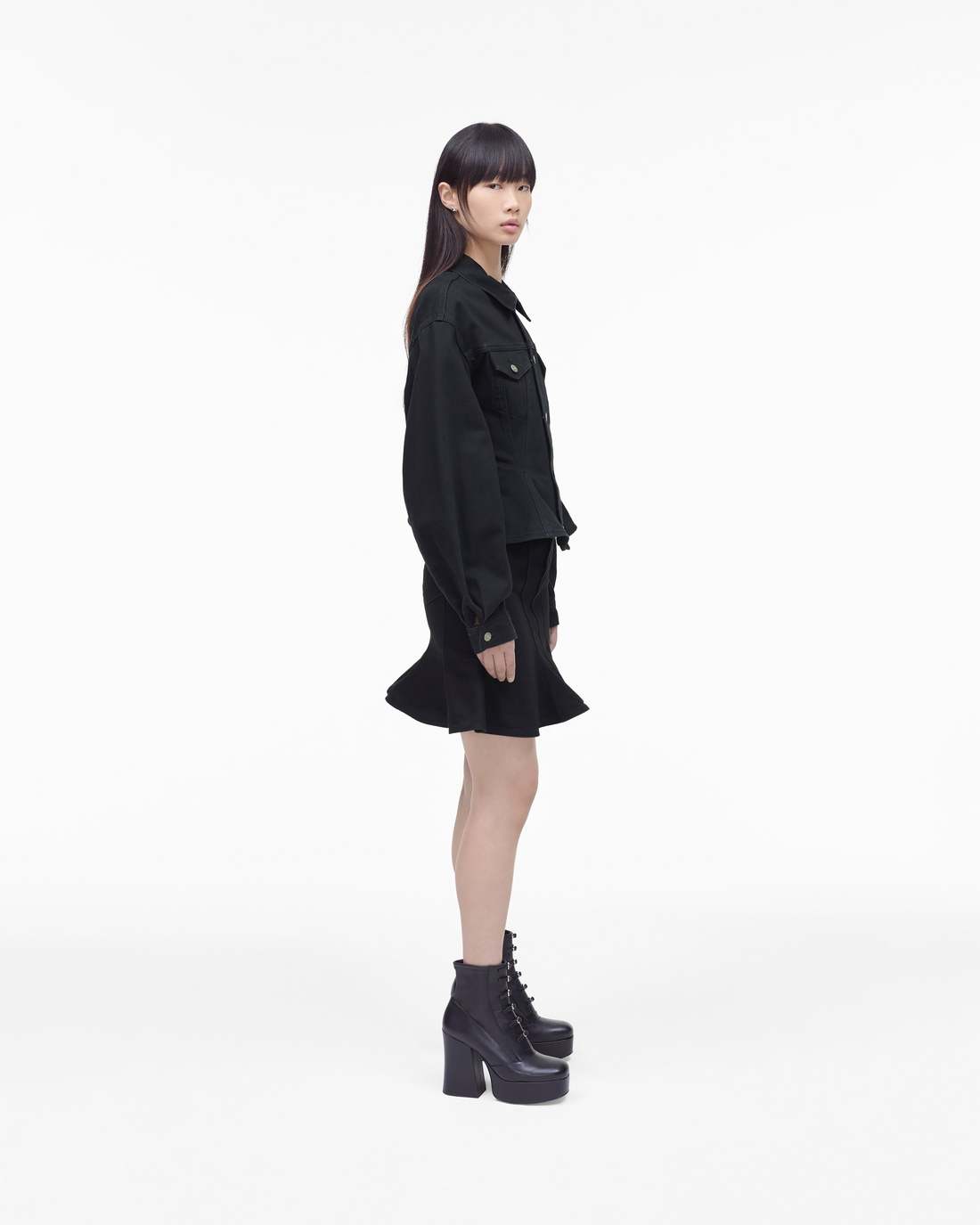 The Fluted Denim Jacket Black Marc Jacobs