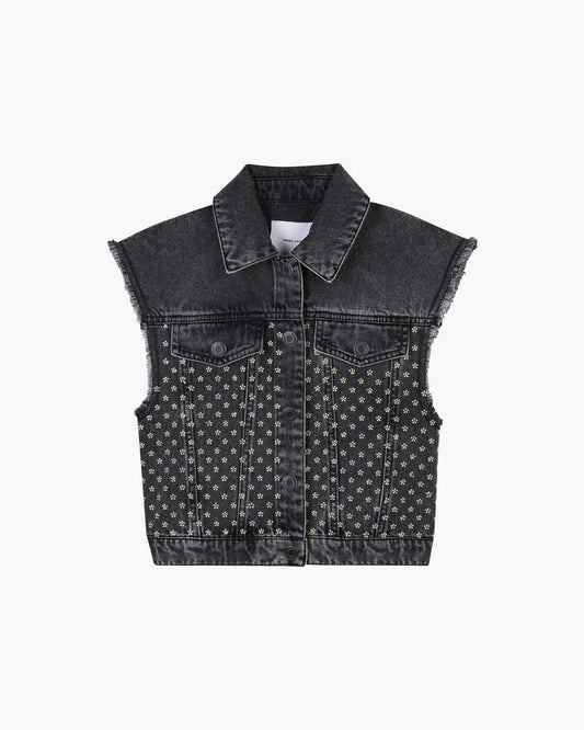 The Crystal Daisy Denim Vest Black Marc Jacobs