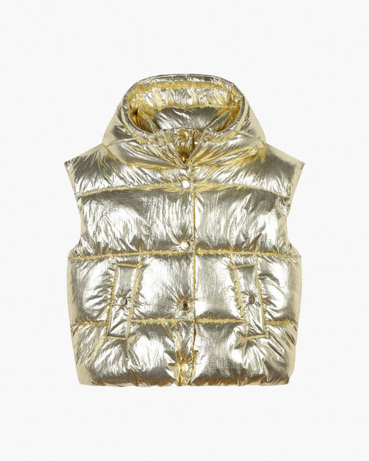The Metallic Puffer Vest Gold Marc Jacobs
