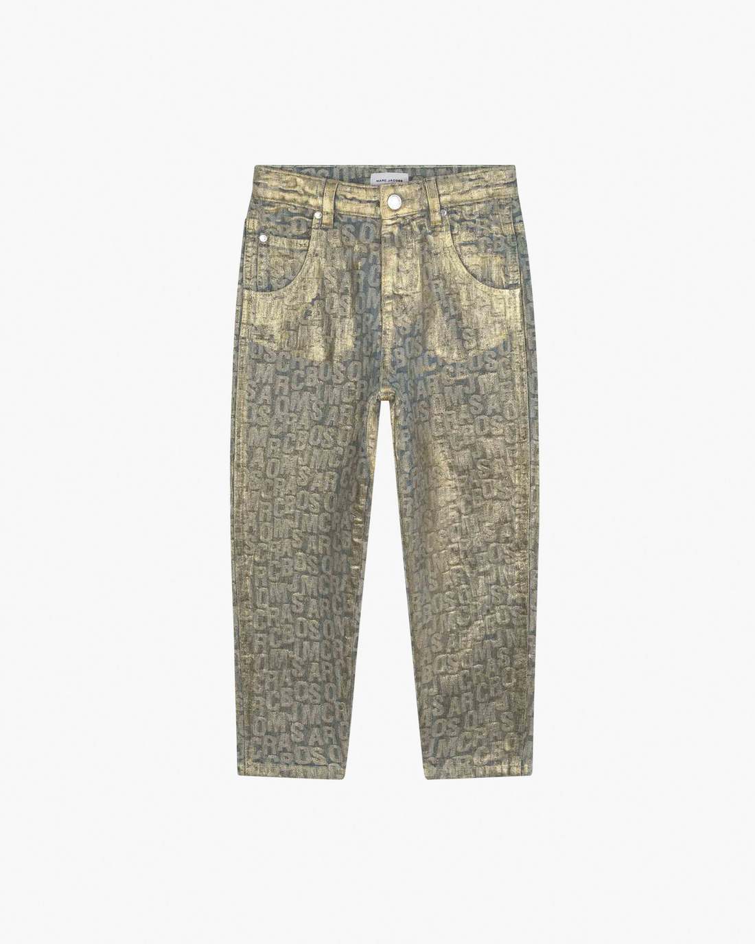 The Metallic Jumbled Logo Jeans Gold Marc Jacobs