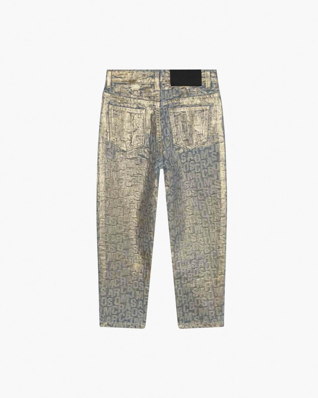 The Metallic Jumbled Logo Jeans Gold Marc Jacobs